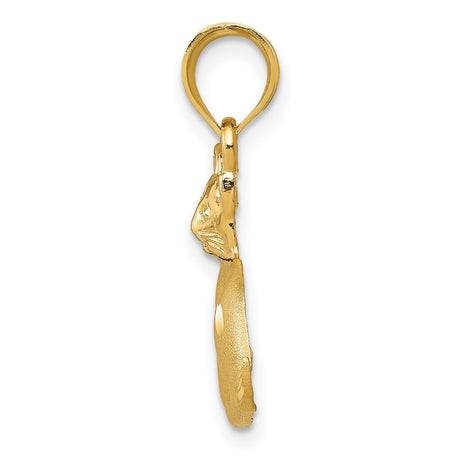 Solid Open-Back Cat Charm Pendant in Real 14k Yellow Gold