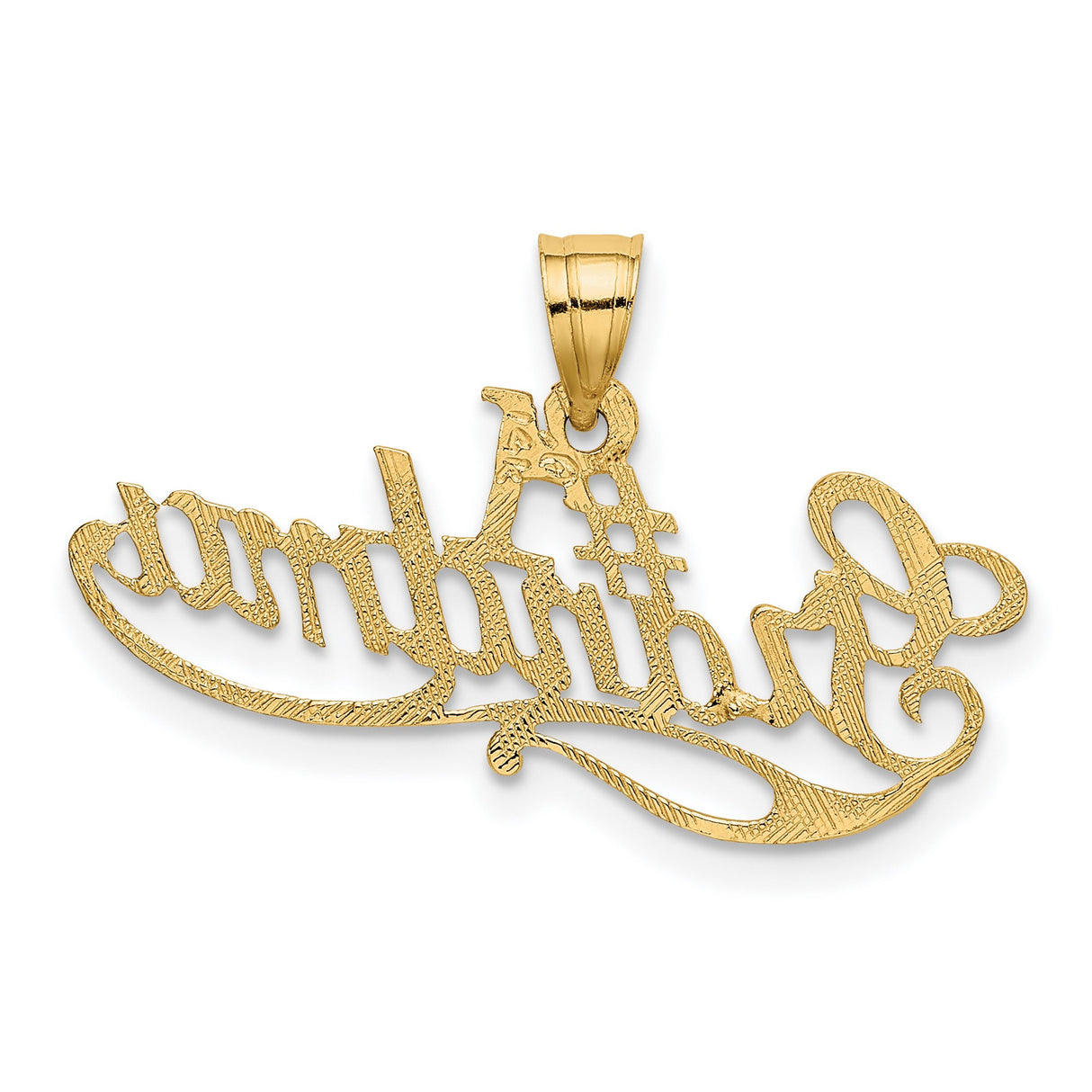 #1 Grandma Words In Cursive Charm Pendant in Real 14k Yellow Gold