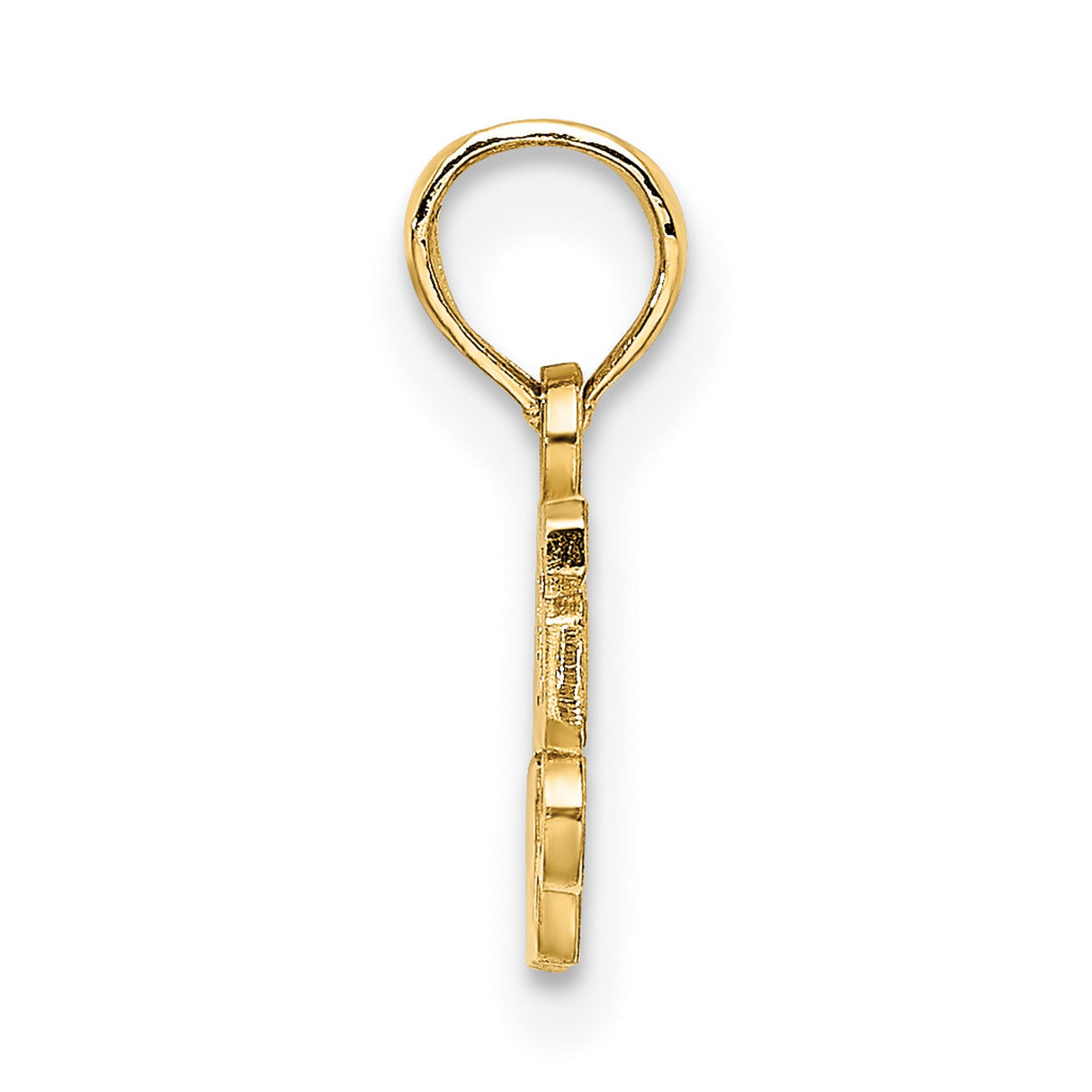 14k Yellow Gold Grandmas Girl Pendant with Scroll Design and Block Lettering