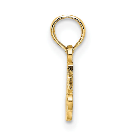 14k Yellow Gold Grandmas Girl Pendant with Scroll Design and Block Lettering