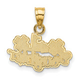 #1 DAUGHTER with Flowers Charm Pendant in Real 14k Yellow Gold