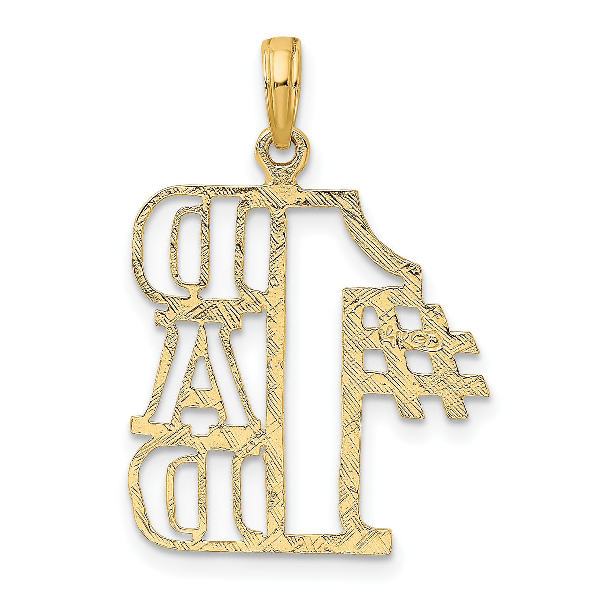 #1 DAD Cut-out Charm Pendant in Real 14k Yellow Gold