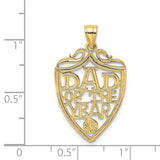 14k Yellow Gold Dad of the Year Shield Pendant with Sunburst Emblem for Men