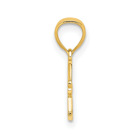 14k Yellow Gold I Heart Grandpa Pendant with Vintage Scrollwork, Sentimental Family Charm