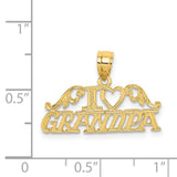 14k Yellow Gold I Heart Grandpa Pendant with Vintage Scrollwork, Sentimental Family Charm