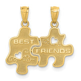 14k Yellow Gold Interlocking Puzzle Pendant with Heart Cutouts and Friends Text
