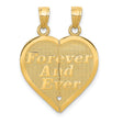 Reversible Forever Break Apart Heart Charm Pendant in Real 14k Yellow Gold