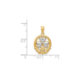 14k Multi-Tone Gold Claddagh Shamrock Pendant with Heart, Crown, and Hands Symbols, Celtic Irish Style