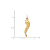 14k Yellow Gold Italian Horn Pendant, Cornicello Charm for Protection and Good Luck