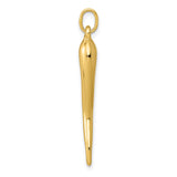 14k Yellow Gold Cornicello Horn Pendant, Traditional Italian Good Luck Charm for Men or Women
