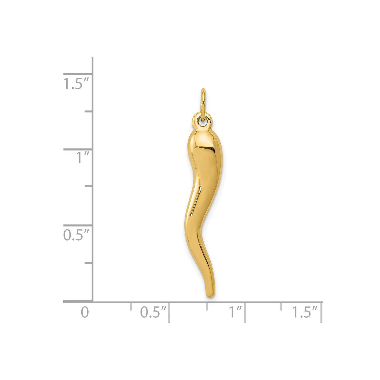 14k Yellow Gold Cornicello Horn Pendant, Traditional Italian Good Luck Charm for Men or Women