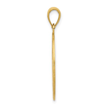 14k Yellow Gold Oval Pendant with Cutout Chinese Symbol for Love and Textured Border