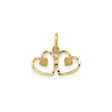 14k Yellow Gold Double Open Heart Pendant with Textured Inner Hearts, Romantic Jewelry for Women