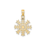 14k Yellow Gold Snowflake Pendant, Detailed Winter and Christmas Charm for Women