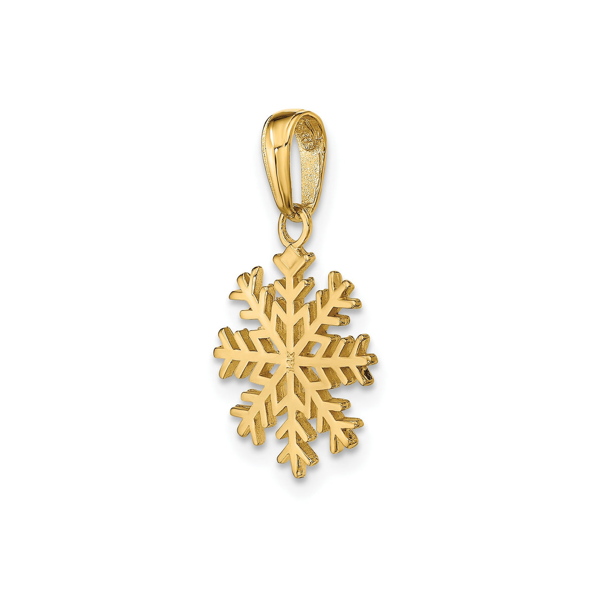 14k Yellow Gold Snowflake Pendant, Detailed Winter and Christmas Charm for Women