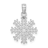 14k White Gold Snowflake Pendant with Cut-Out Design, Seasonal Winter Charm for Women