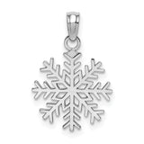 14k White Gold Snowflake Pendant with Cut-Out Design, Seasonal Winter Charm for Women