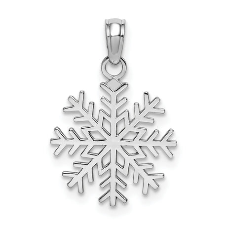 14k White Gold Snowflake Pendant with Cut-Out Design, Seasonal Winter Charm for Women