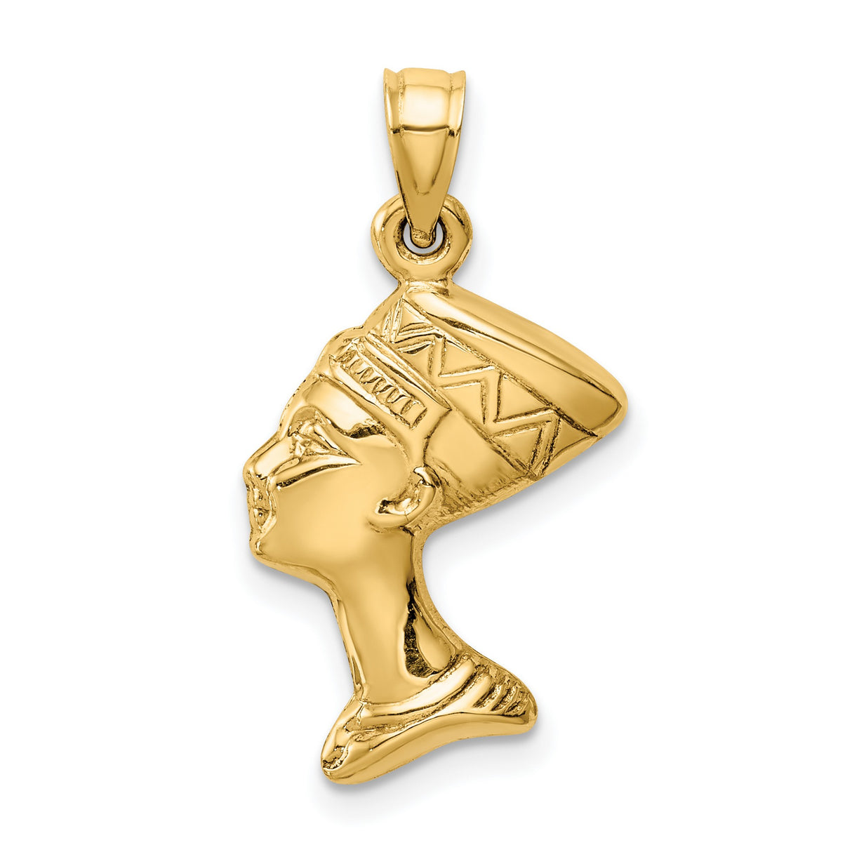 14k Yellow Gold Nefertiti Pendant, Egyptian Queen Profile, Unisex African Heritage Charm