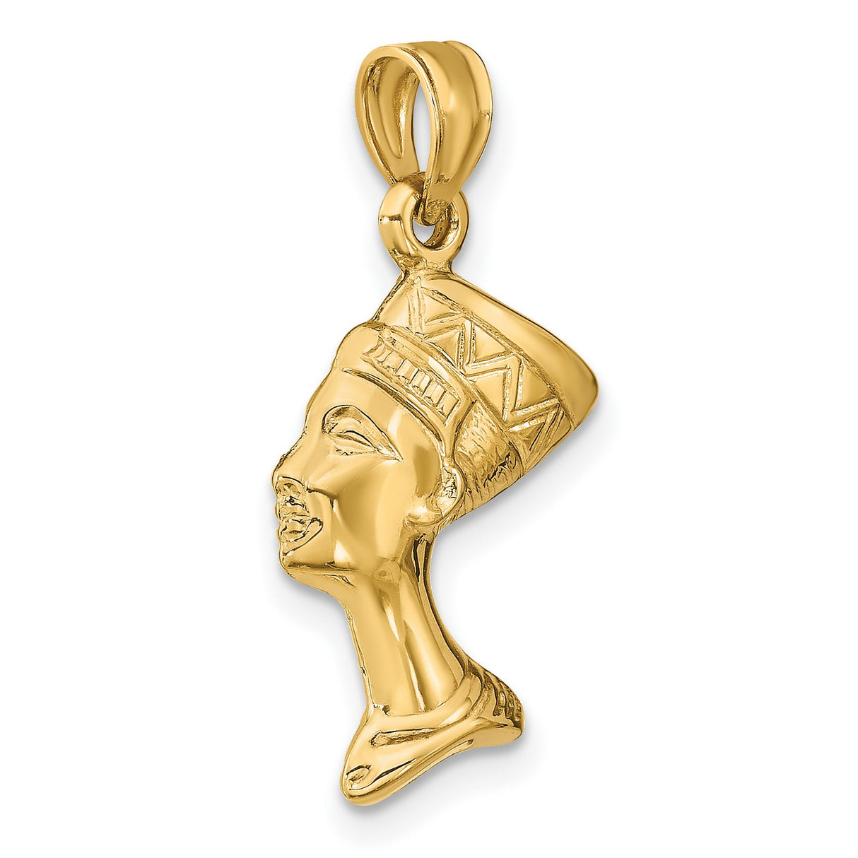 14k Yellow Gold Nefertiti Pendant, Egyptian Queen Profile, Unisex African Heritage Charm