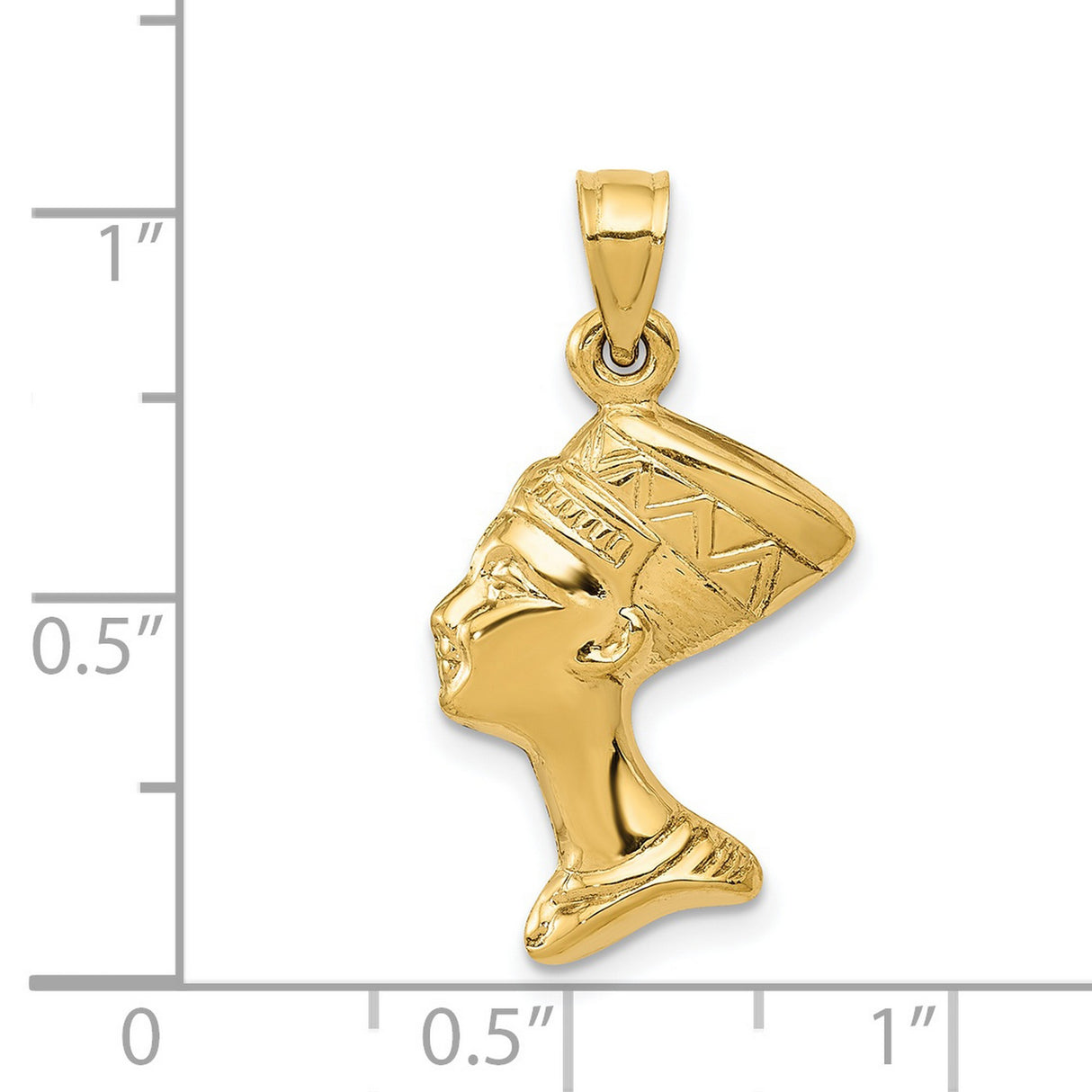 14k Yellow Gold Nefertiti Pendant, Egyptian Queen Profile, Unisex African Heritage Charm