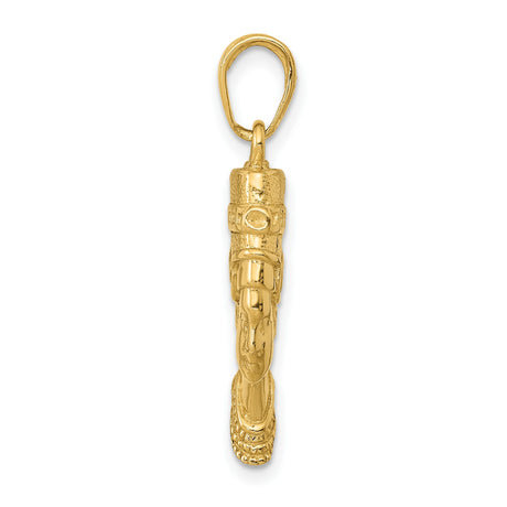 14k Yellow Gold Nefertiti Pendant with Detailed Headdress, Egyptian Queen Profile Charm