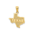 14k Yellow Gold Texas State Pendant with Textured Background and Bold TEXAS Engraving