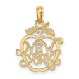 14k Yellow Gold Apple Shaped Pendant with New York Script Cutout, NYC Travel Charm