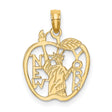 14k Yellow Gold Pendant with Statue of Liberty in Apple Outline, New York City Souvenir Charm