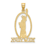 14k Yellow Gold Statue of Liberty Pendant with New York Text, Travel Souvenir Charm