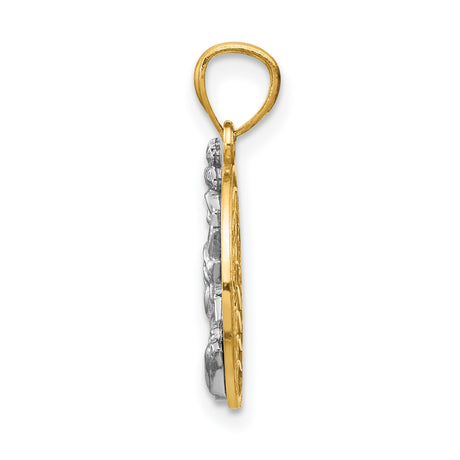 14k Two-Tone Gold Pendant Featuring Statue of Liberty and American Flag Design