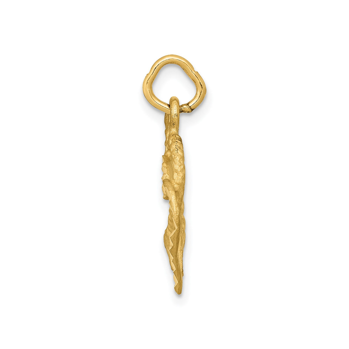 14k Yellow Gold Pendant with Interlocking Open Hearts, Textured and Polished Charm