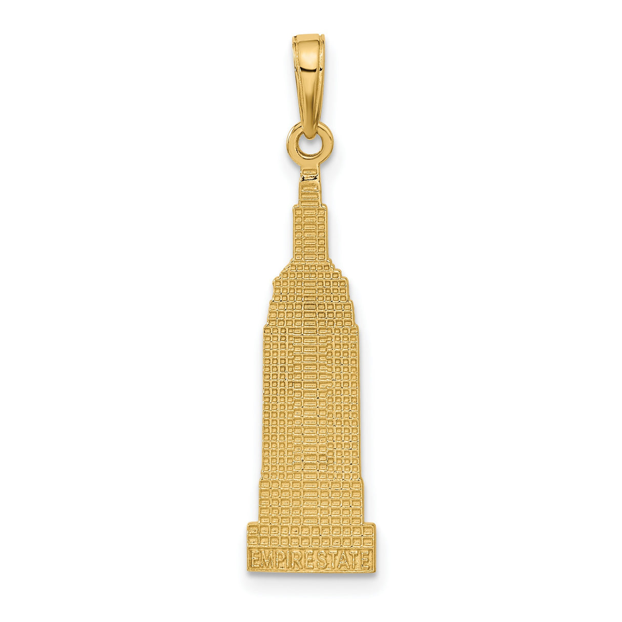 14k Yellow Gold Empire State Pendant, New York City Skyline Charm with Engraving