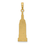 14k Yellow Gold Empire State Pendant, New York City Skyline Charm with Engraving