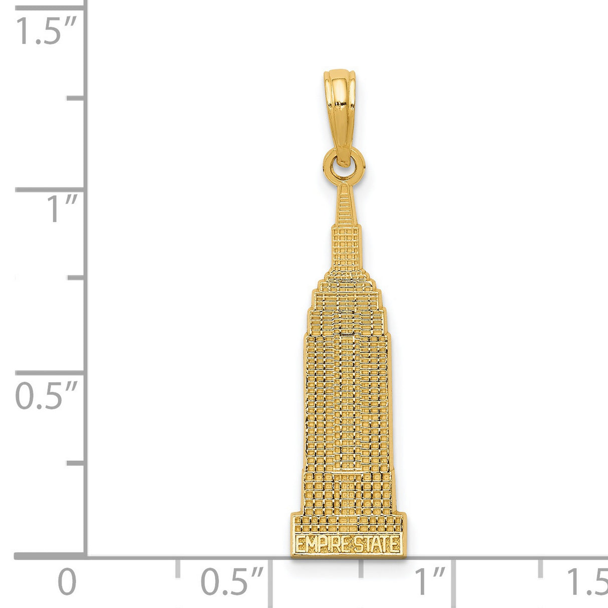 14k Yellow Gold Empire State Pendant, New York City Skyline Charm with Engraving