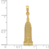 14k Yellow Gold Empire State Pendant, New York City Skyline Charm with Engraving
