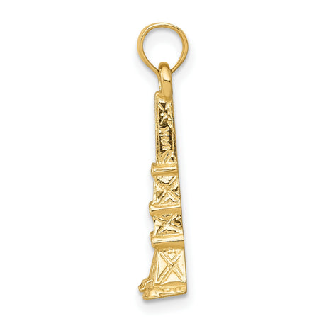14k Yellow Gold Eiffel Tower Pendant, Paris Landmark Charm, Travel and Romance Symbol