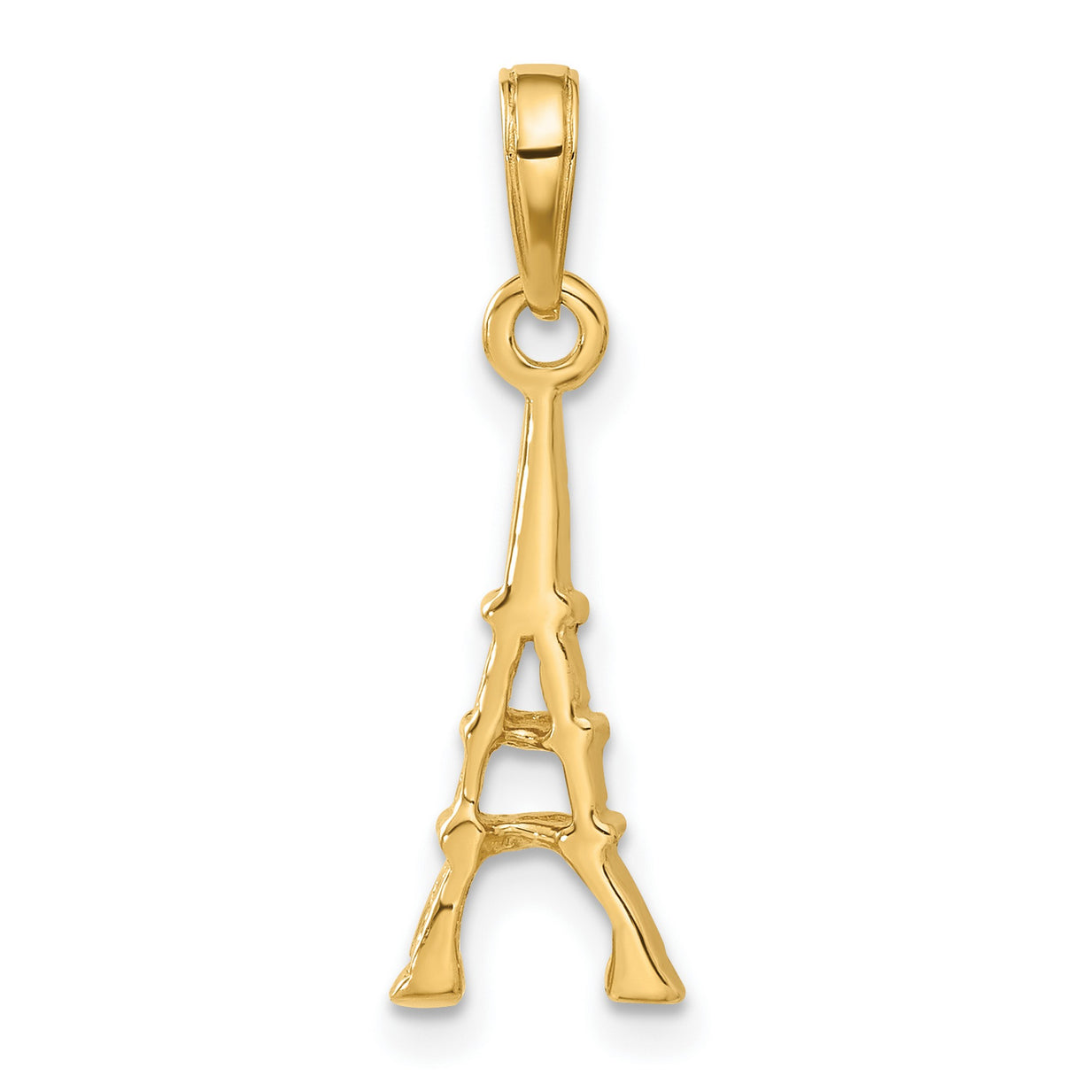 14k Yellow Gold Eiffel Tower Pendant, Paris Landmark Charm, Travel and Romance Symbol