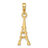 14k Yellow Gold Eiffel Tower Pendant, Paris Landmark Charm, Travel and Romance Symbol