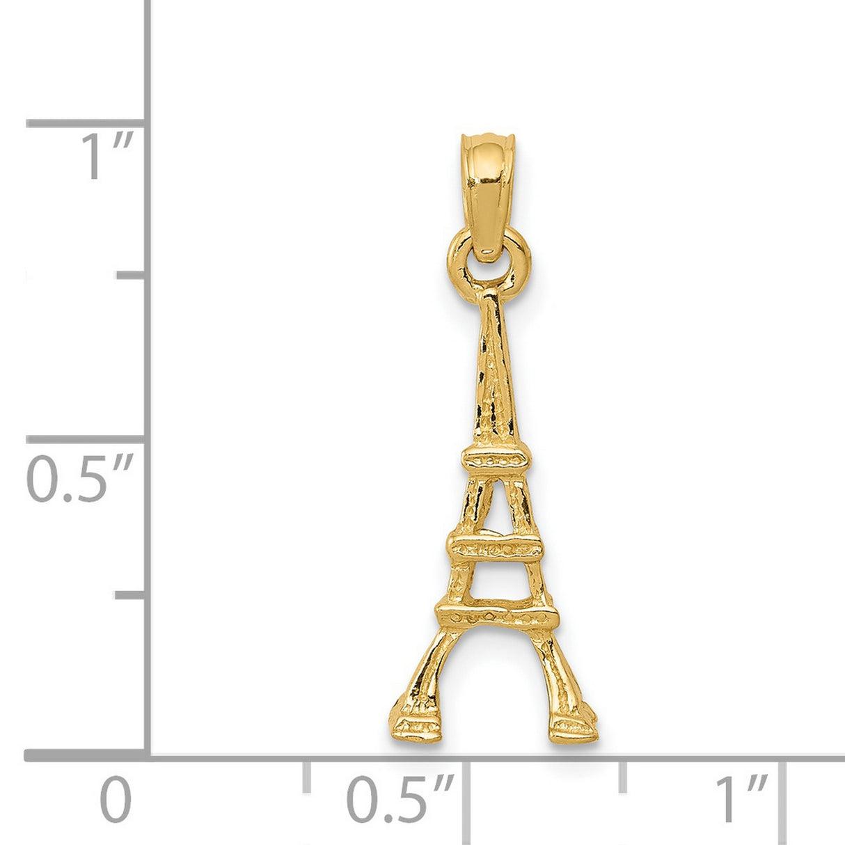 14k Yellow Gold Eiffel Tower Pendant, Paris Landmark Charm, Travel and Romance Symbol