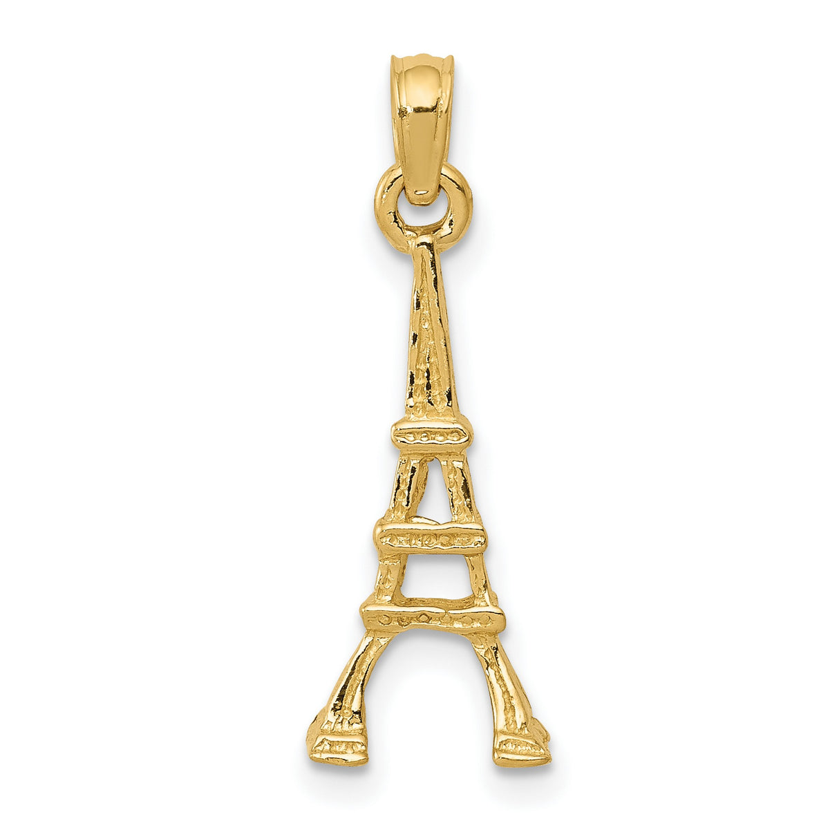14k Yellow Gold Eiffel Tower Pendant, Paris Landmark Charm, Travel and Romance Symbol