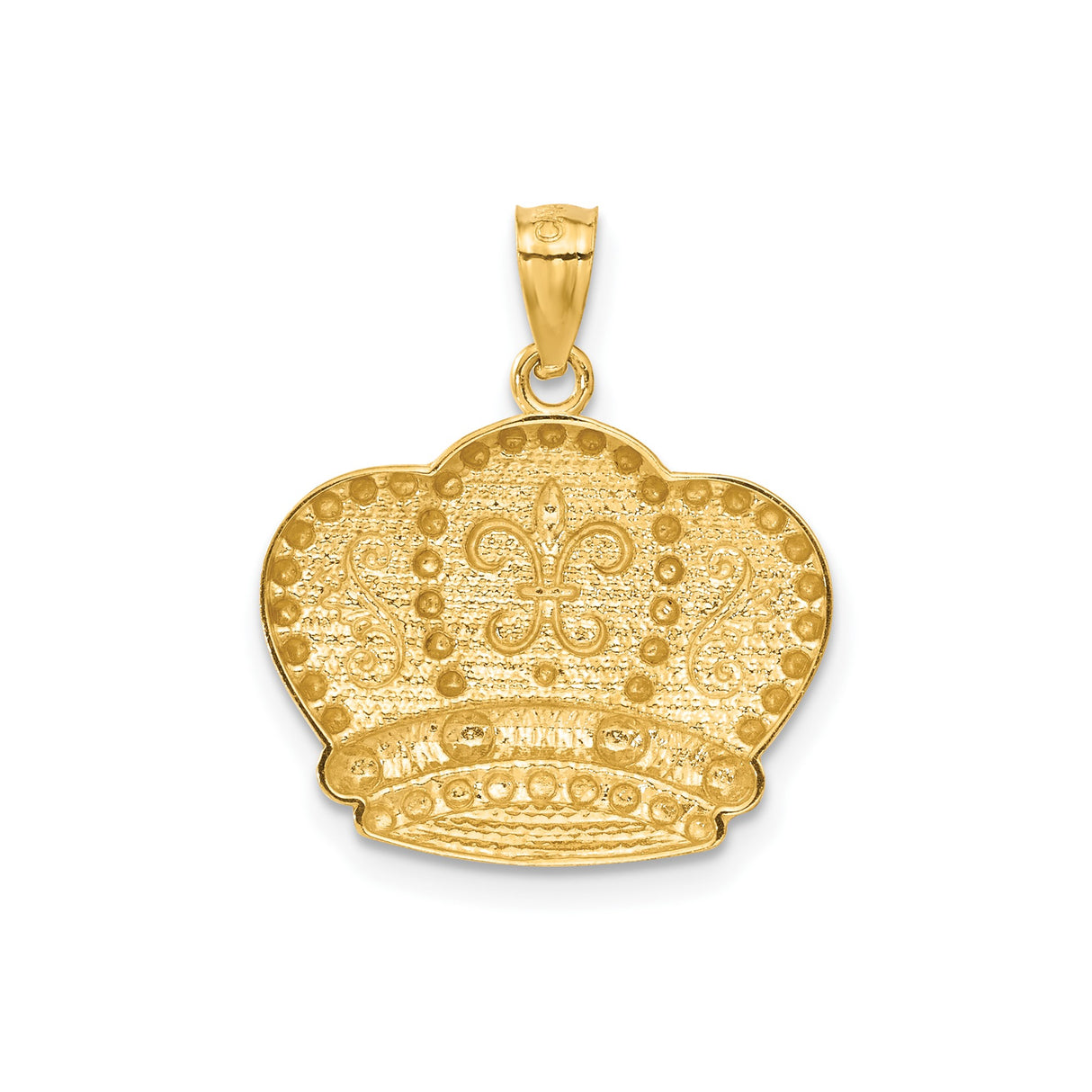 14k Multi-Tone Gold Crown Pendant with Fleur-de-Lis and Scrollwork for Men or Unisex