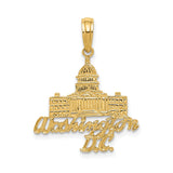 14k Yellow Gold Washington DC Capitol Building Pendant Charm, Patriotic Landmark Jewelry
