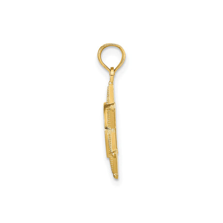 14k Yellow Gold Sheriff Badge Pendant with Bear Emblem, Western Law Enforcement Charm