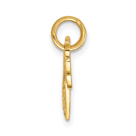 Heart and Key Break Apart Charm Pendant in Real 14k Yellow Gold