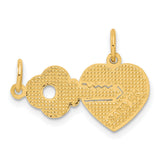 Heart and Key Break Apart Charm Pendant in Real 14k Yellow Gold