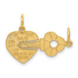 Heart and Key Break Apart Charm Pendant in Real 14k Yellow Gold