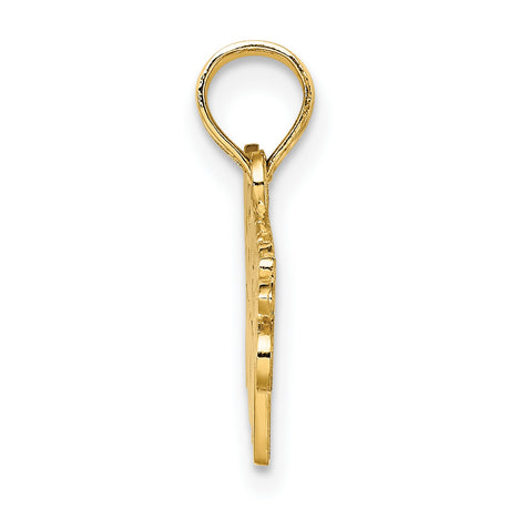14k Yellow Gold Police Officers Mom Pendant, Honor Badge Charm for Women