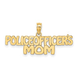 14k Yellow Gold Police Officers Mom Pendant, Honor Badge Charm for Women