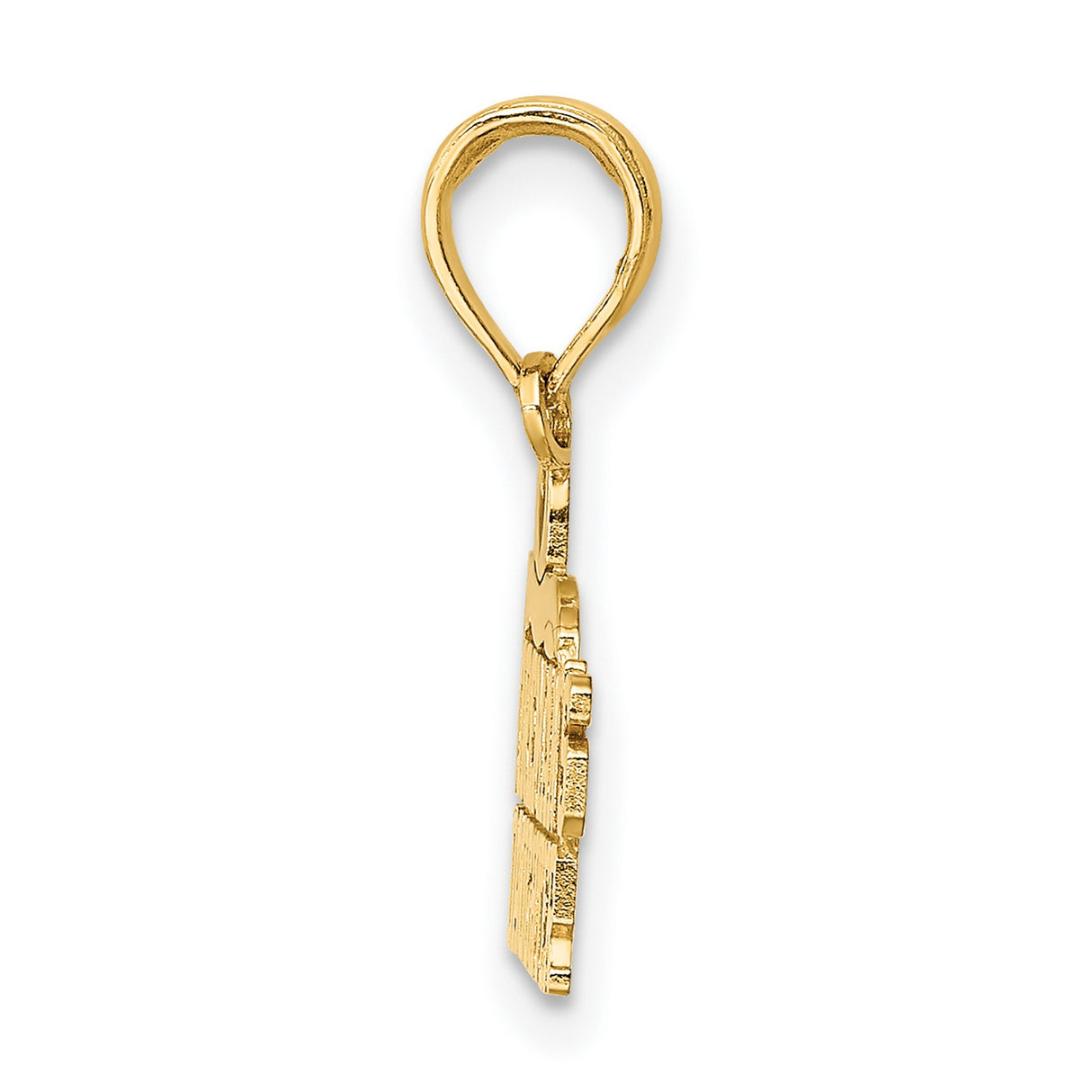 14k Yellow Gold Firemans Daughter Pendant with Firefighter Helmet and Heart Cutout